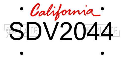 SDV2044 California License Plate