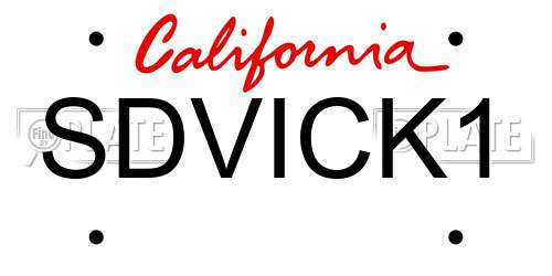 SDVICK1 California License Plate