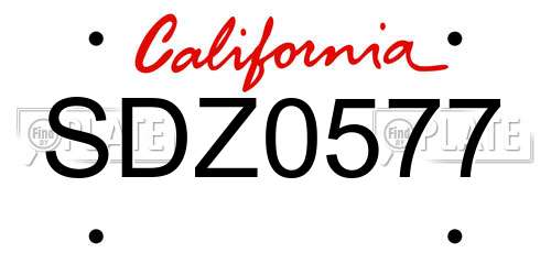 SDZ0577 California License Plate