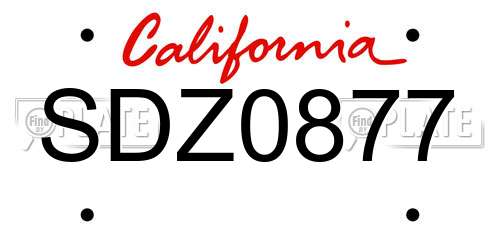 SDZ0877 California License Plate