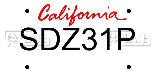 SDZ31P California License Plate