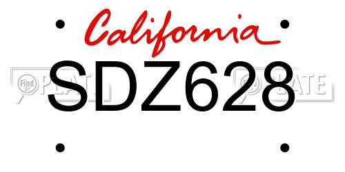 SDZ628 California License Plate