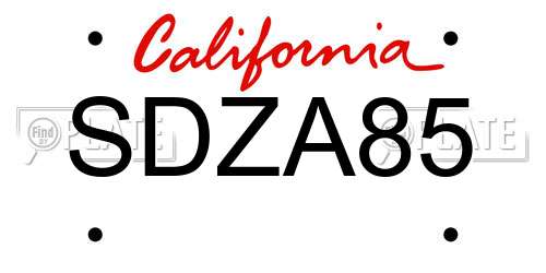 SDZA85 California License Plate