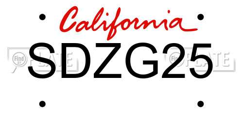 SDZG25 California License Plate