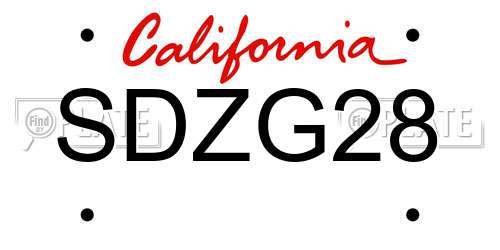 SDZG28 California License Plate