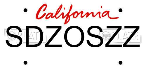 SDZOSZZ California License Plate
