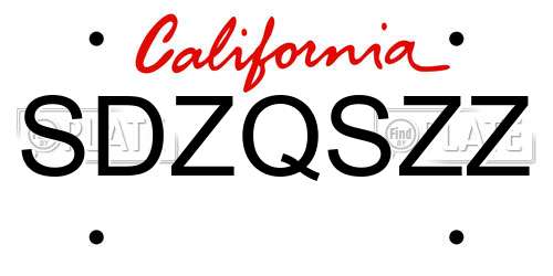 SDZQSZZ California License Plate