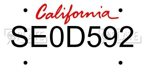 SE0D592 California License Plate
