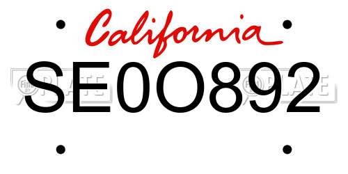 SE0O892 California License Plate