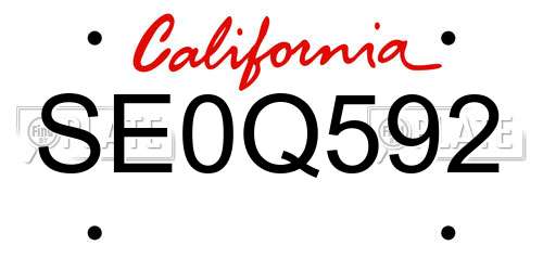 SE0Q592 California License Plate