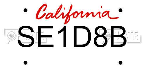 SE1D8B California License Plate