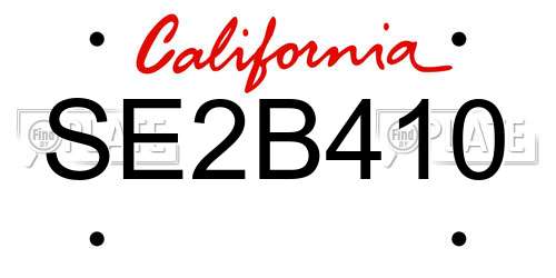 SE2B410 California License Plate