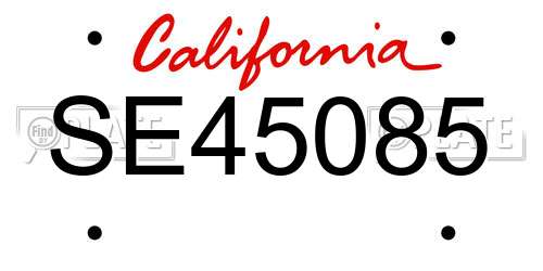 SE45085 California License Plate