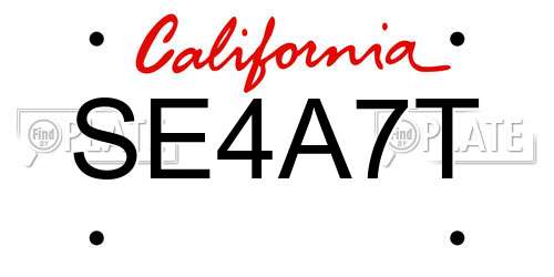 SE4A7T California License Plate