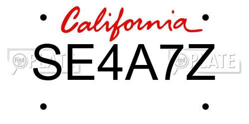 SE4A7Z California License Plate