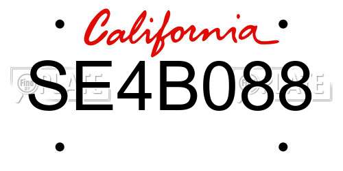 SE4B088 California License Plate