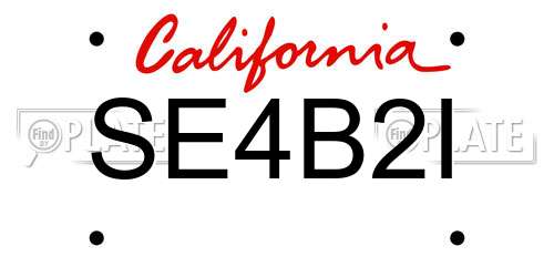SE4B2I California License Plate
