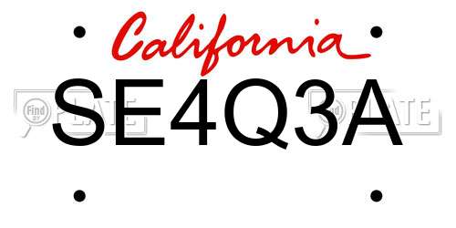 SE4Q3A California License Plate