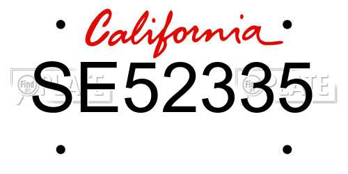 SE52335 California License Plate