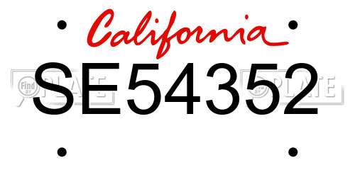SE54352 California License Plate