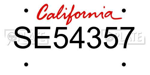 SE54357 California License Plate