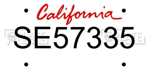 SE57335 California License Plate