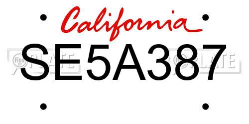 SE5A387 California License Plate