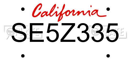SE5Z335 California License Plate