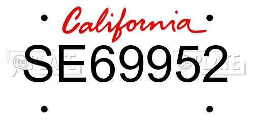 SE69952 California License Plate