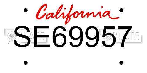 SE69957 California License Plate