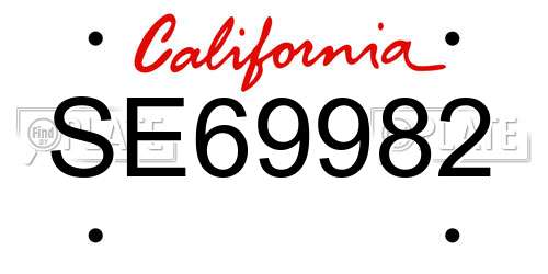 SE69982 California License Plate