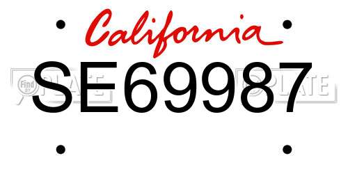 SE69987 California License Plate