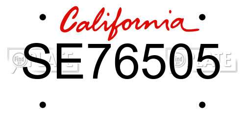 SE76505 California License Plate