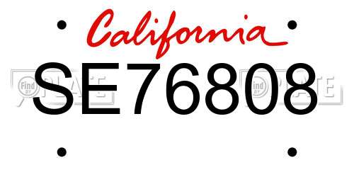 SE76808 California License Plate