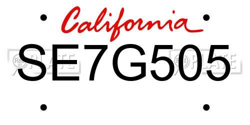 SE7G505 California License Plate