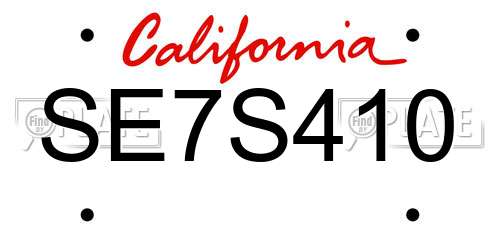 SE7S410 California License Plate