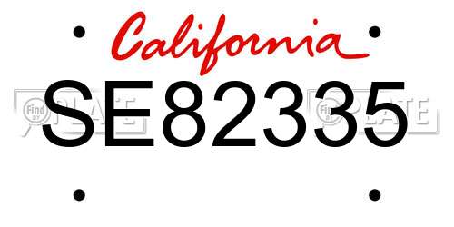 SE82335 California License Plate