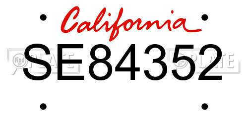 SE84352 California License Plate