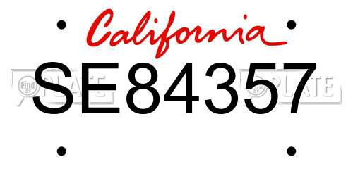 SE84357 California License Plate