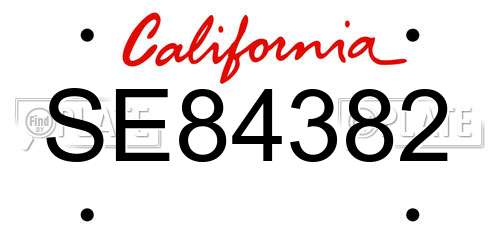 SE84382 California License Plate