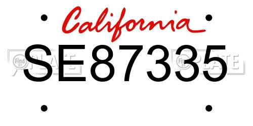 SE87335 California License Plate