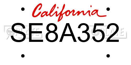 SE8A352 California License Plate