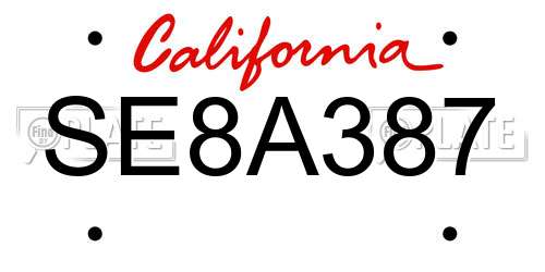 SE8A387 California License Plate