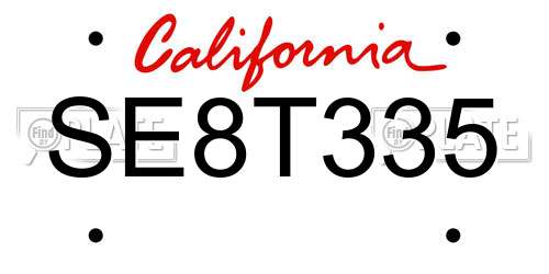 SE8T335 California License Plate