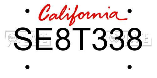 SE8T338 California License Plate
