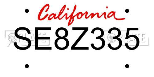 SE8Z335 California License Plate