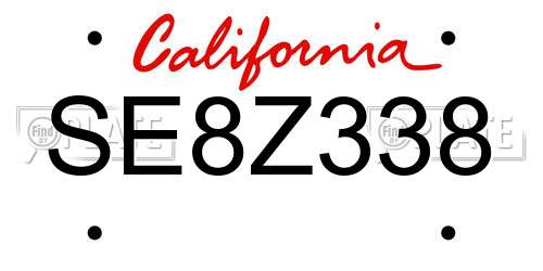 SE8Z338 California License Plate