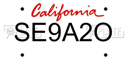 SE9A2O California License Plate