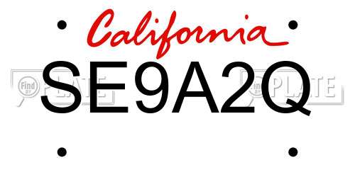 SE9A2Q California License Plate
