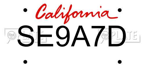 SE9A7D California License Plate